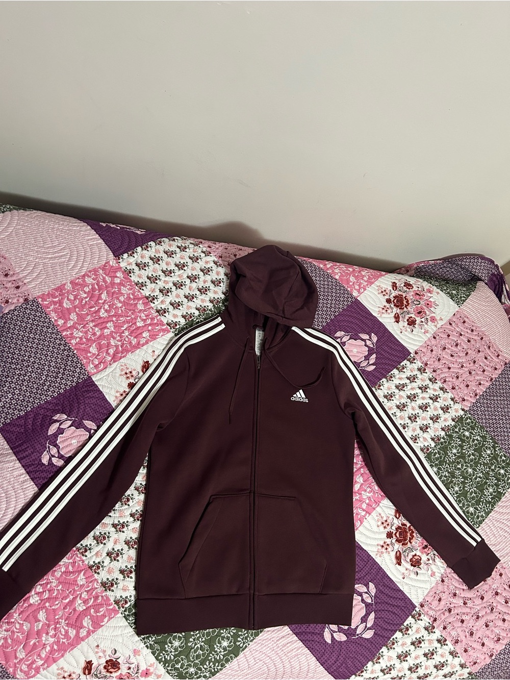 adidas Burgundy Full-Zip Hoodie